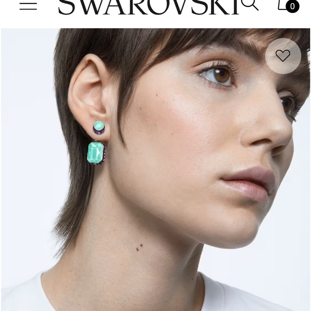 design.

Swarovski Orbita Reversible Drop Earrings - Green/ Purple/Blue - Picture 6 of 10